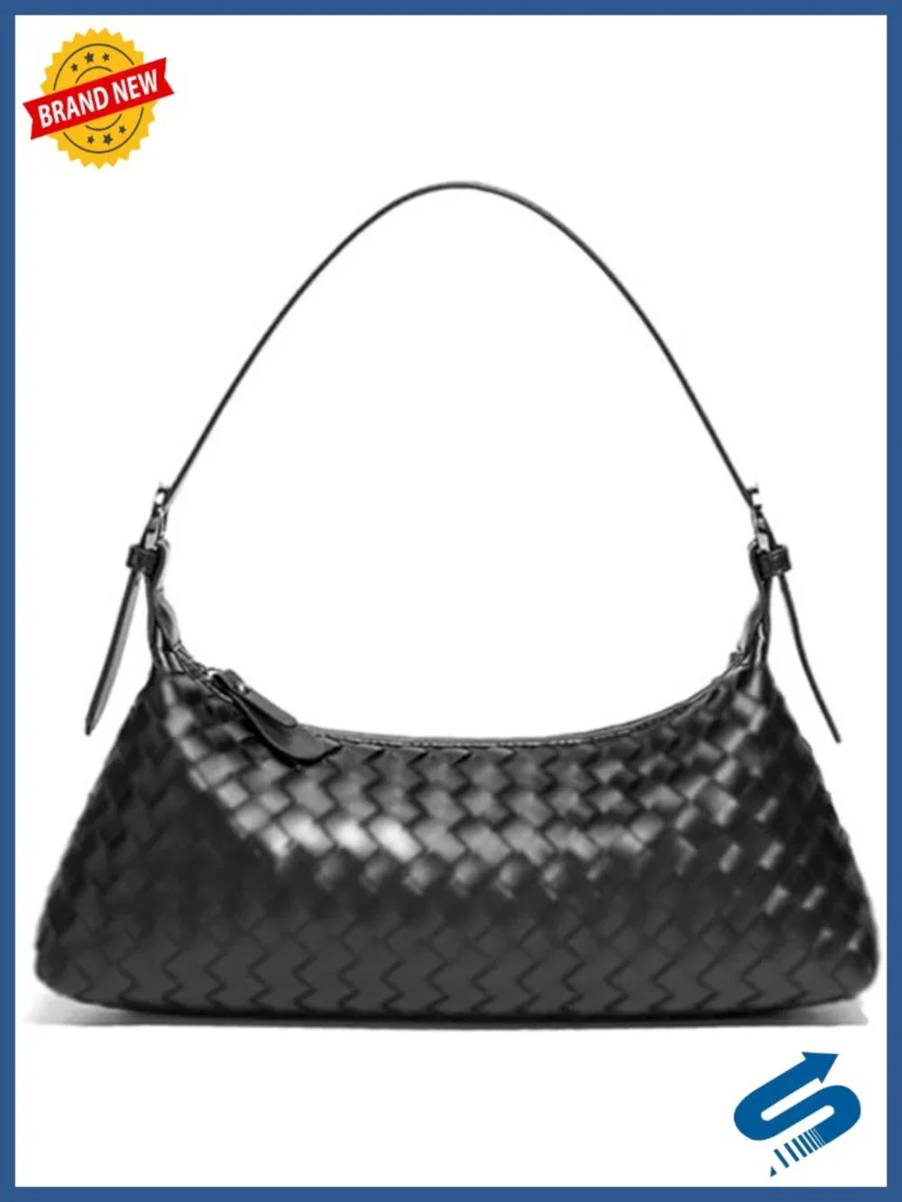 Woven Faux Leather Hobo Shoulder Bag Women Adjustable Crossbody Purse
